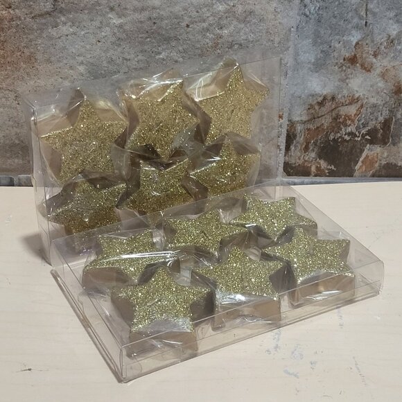 Gold Glitter Star Shaped Floating Candles Tea Lights Set of 2 - Picture 4 of 8